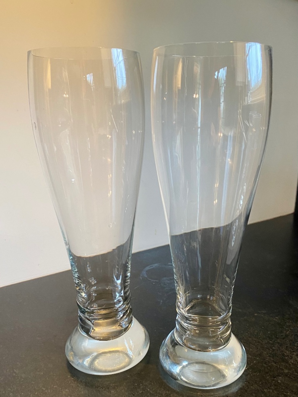 Bavarian Beer Glasses. 20+ Ounces. Clear. Tall. Maybe Schott.